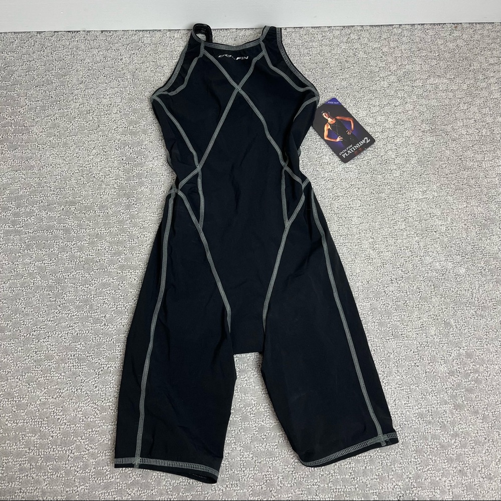 NWT Dolfin Platinum 2 Black Fina approved knee technical swim suit size 28